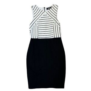 Lulus Striped Bodycon Dress Sleeveless Black White Career Party Size Med‎